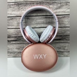 WXY Pink + White Headphones With Case